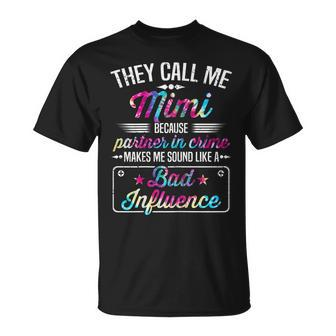 Womens They Call Me Mimi Because Partner In Crime Tie Dye T-shirt - Seseable