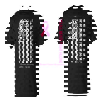 Youll Never Fight Alone Flag Pink Breast Cancer Awareness T-Shirt - Seseable