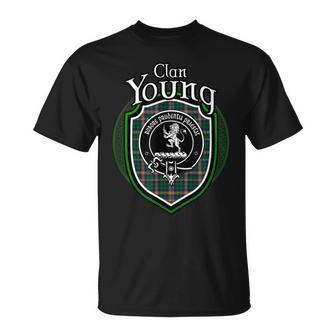 Young Clan Crest | Scottish Clan Young Family Crest Badge Unisex T-Shirt - Seseable