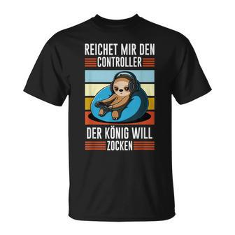 Zocken Reichet Mir Den Controller König Ps5 Konsole Gamer V5 T-Shirt - Seseable