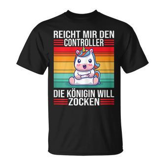 Zocken Reicht Mir Den Controller Königin Ps5 Konsole Gamer T-Shirt - Seseable