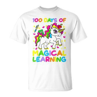 100 Days Of Magical Learning 100Th Day Of School Unicorn Kid T-Shirt - Seseable
