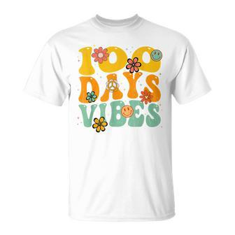 100 Days Of School Vibes 100Th Day Of School Retro Groovy T T-shirt - Seseable