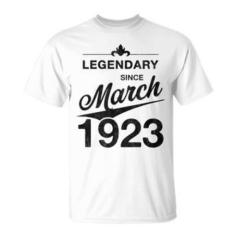 100 Geburtstag 100 Jahre Alt Legendär Seit März 1923 V3 T-Shirt - Seseable