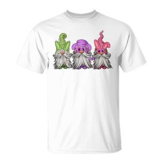 3 Easter Gnomes Pastel Spring Bunny Ears Rabbit V2 T-Shirt - Seseable