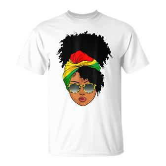 Afro Woman Headscarf Nubian Melanin Popping Black History T-Shirt - Seseable