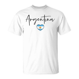 Argentina Flag Heart Argentina Soccer Jersey South America T-shirt - Seseable
