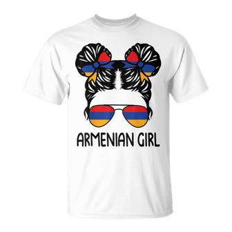 Armenian Girl Messy Hair Armenia Pride Patriotic Womens Kids Unisex T-Shirt | Mazezy