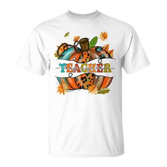 Autumn Fall Outfit Teacher Thankful Grateful Blessed Pumpkin V16 T-shirt - Thegiftio UK