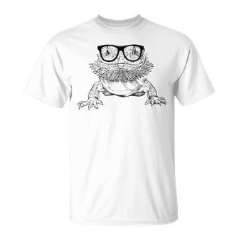 Bearded Dragon Nerdy Glasses Animal Unisex T-Shirt | Mazezy