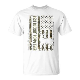Best Buckin Poppy Ever American Flag Camo Deer Hunting Gift For Mens Unisex T-Shirt - Seseable