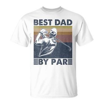 Mens Best Dad By Par Golfer Golf Disc Golf Club Swing Retro T-Shirt - Seseable