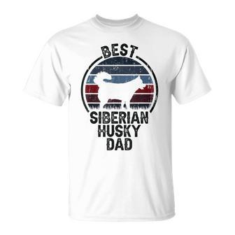 Best Dog Father Dad Vintage Siberian Husky T-Shirt - Seseable