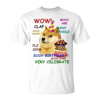 Very Birthday Doge Wow Doge Birthday T-Shirt - Seseable