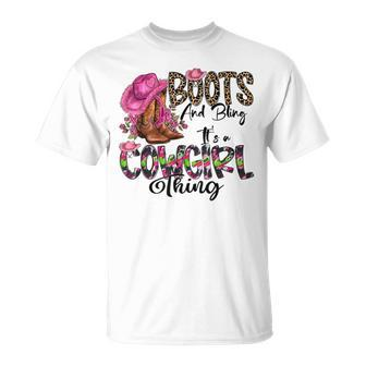 Boots & Bling Its A Cowgirl Thing Love Cowboy Boots Leopard T-Shirt - Seseable