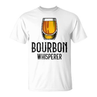 Bourbon Whisperer Witty Alcohol Humor Drinking Saying Unisex T-Shirt | Mazezy