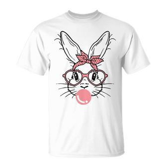 Bunny Face With Pink Sunglasses Bandana Happy Easter Day Unisex T-Shirt | Mazezy