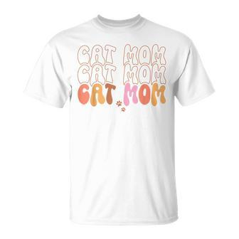 Cat Mom Retro Groovy Cats Adoption Mothers Day Unisex T-Shirt | Mazezy