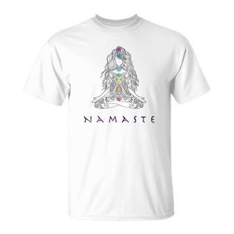 Chakra Meditation Herren T-Shirt mit Namaste-Schriftzug, Spirituelles Design - Seseable