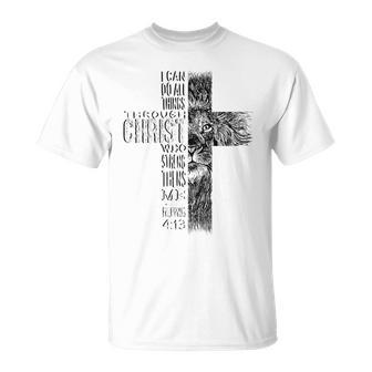 Christian Jesus Lion Of Tribe Judah Cross Lion Of Judah T-Shirt - Seseable