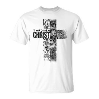 Christian Jesus Lion Of Tribe Judah Cross Lion Of Judah V3 T-Shirt - Seseable