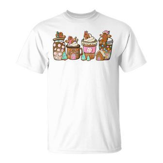 Christmas Coffee Gingerbread Candy Cane Womens T-shirt - Seseable