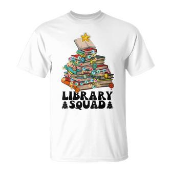 Christmas Library Squad Christmas Tree Book Lover Librarian T-shirt - Thegiftio UK