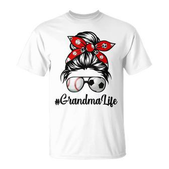 Classy Grandma Life Soccer Messy Bun Baseball Mothers Day Unisex T-Shirt | Mazezy