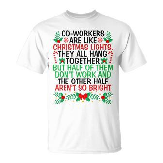 Co Workers Are Like Christmas Christmas Lights Pajamas T-shirt - Thegiftio UK