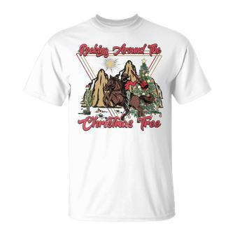 Cowboy Horsing Rocking Around Christmas Tree Western V2T-shirt - Seseable