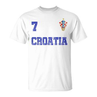 Croatia Soccer Jersey Number Seven Croatian Flag Football T-shirt - Seseable