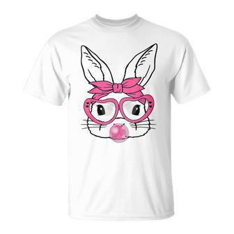 Cute Bunny Heart Glasses Bubblegum For Women Kids Easter Day Unisex T-Shirt | Mazezy DE