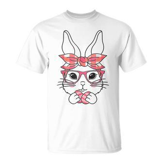 Cute Bunny Rabbit Face Leopard Bandana Headband Glasses Girl Unisex T-Shirt | Mazezy