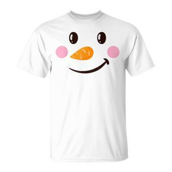Cute Pajama Winter Christmas Snowman Face Womens T-shirt - Seseable