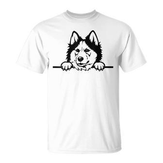 Cute Siberian Husky Dog Face Pup Pet Puppy Lover Dad Mom Unisex T-Shirt | Mazezy