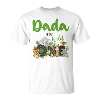 Dada Of The Wild One Zoo Birthday Safari Jungle Animal Dad T-shirt - Thegiftio UK
