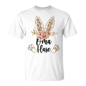 Damen Oma Hase Oster T-Shirt im Floral-Leo Look - Seseable