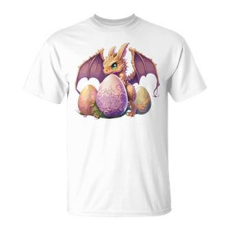 Dragon Girl Lover Collecting Easter Eggs Kids Cute Dragons Unisex T-Shirt | Mazezy