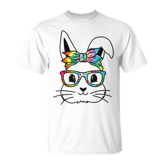 Easter Day Cute Bunny Rabbit Face Tie Dye Glasses Girl Unisex T-Shirt | Mazezy