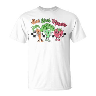 Eat Your Veggies Retro 90S Style Vegetable Vegan Month T-shirt - Seseable