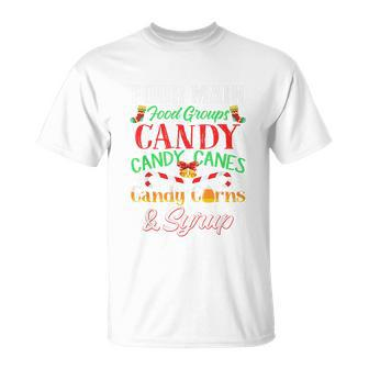 Four Main Food Groups Elf Buddy Christmas Pajama Shirt Xmas Unisex T-Shirt - Monsterry DE