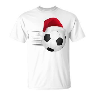Fußball-Fußball-Weihnachtsball Weihnachtsmann-Lustige T-Shirt - Seseable