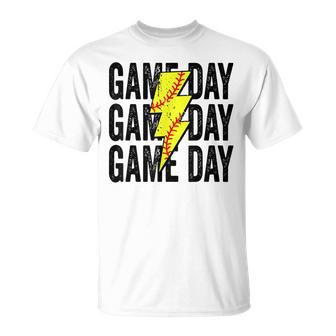 Gameday Softball Gameday Lightning Bolt Leopard Softball Mom Unisex T-Shirt | Mazezy