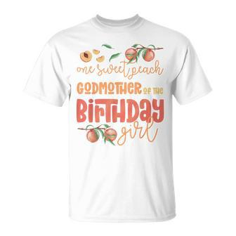 Godmother Birthday Girl One Sweet Peach Birthday Party T-shirt - Seseable