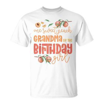 Grandma Birthday Girl One Sweet Peach Peachy Birthday Party T-shirt - Seseable
