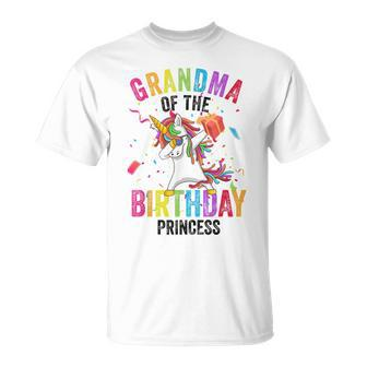 Grandma Of The Birthday Princess Gift Dabbing Unicorn Girl Unisex T-Shirt | Mazezy