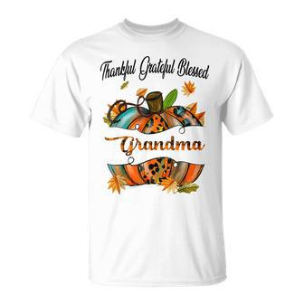 Grandma Pumpkin Leopard Mimi Thankful Grateful Blessed Unisex T-Shirt | Mazezy