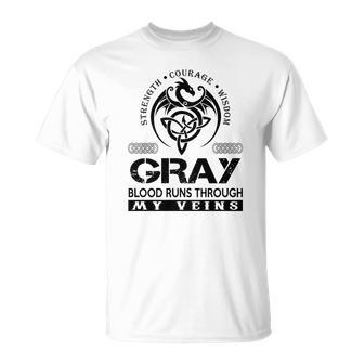 Gray Blood Runs Through My Veins Unisex T-Shirt - Seseable