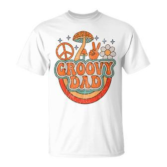 Mens Groovy Dad 70S Aesthetic Nostalgia 1970S Hippie Dad Retro T-Shirt - Seseable