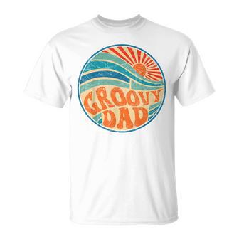 Mens Groovy Dad 70S Aesthetic Nostalgia 1970S Hippie Dad Retro T-Shirt - Seseable